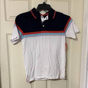 Wonder Nation Navy and White Kids Polo with Red and Blue Stripes